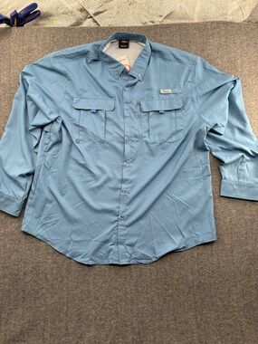 NWT Pudolla Light Blue Collared Shirt with Mesh Lining Fishing Outdoor Quick dry